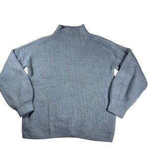 Halston Knit Turtleneck Sweater Womens Small Gray Acrylic Ribbed‎ Long Sleeve